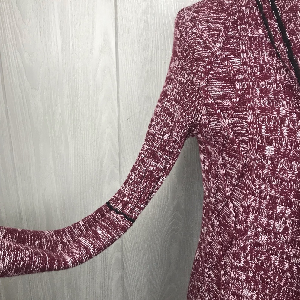 Volcom Maroon Knit Button Front Sweater Jacket - image 3